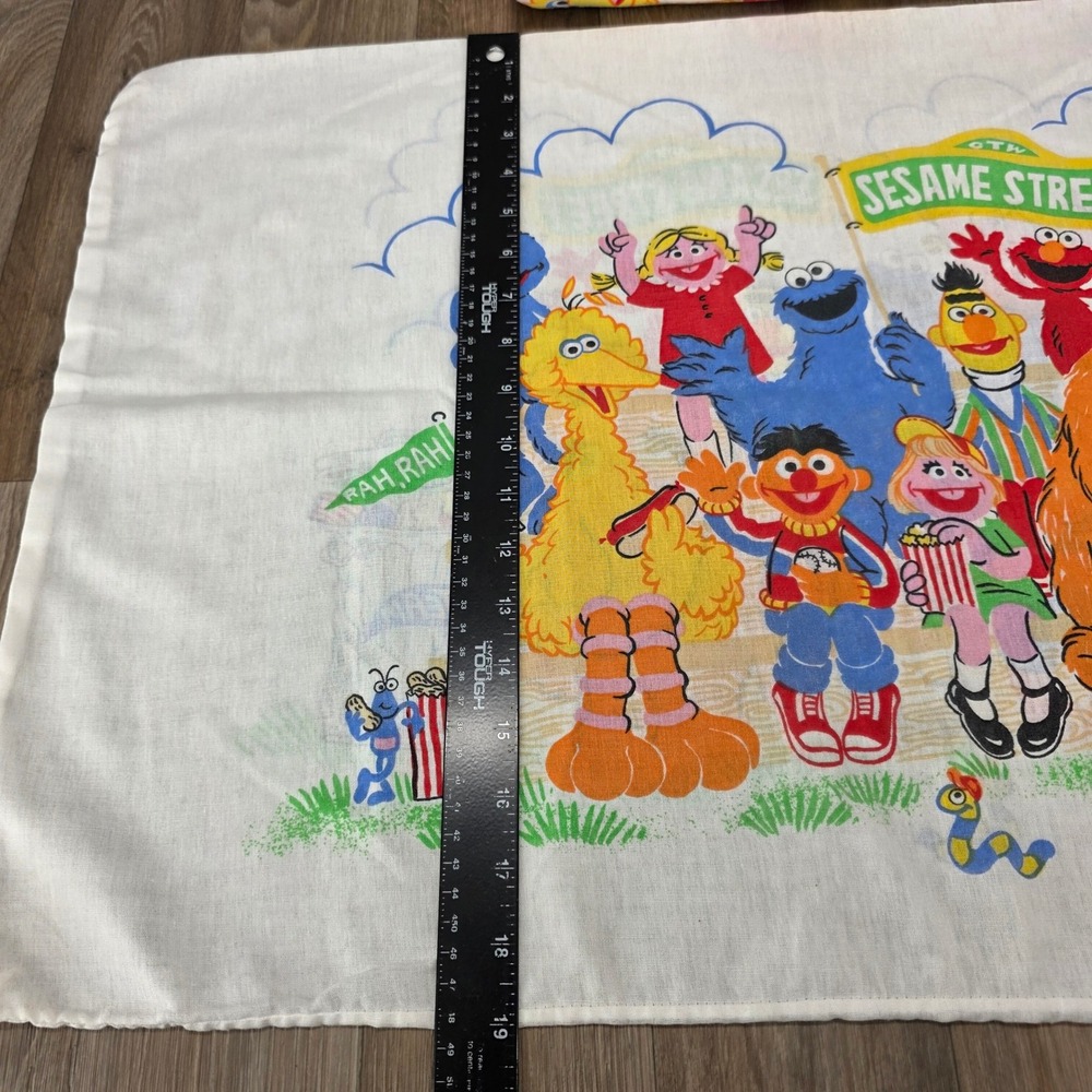 Vintage Sesame Street Pillowcase & Flat Sheet‎ Set 1984 Jim Henson Bedding - Picture 5 of 11